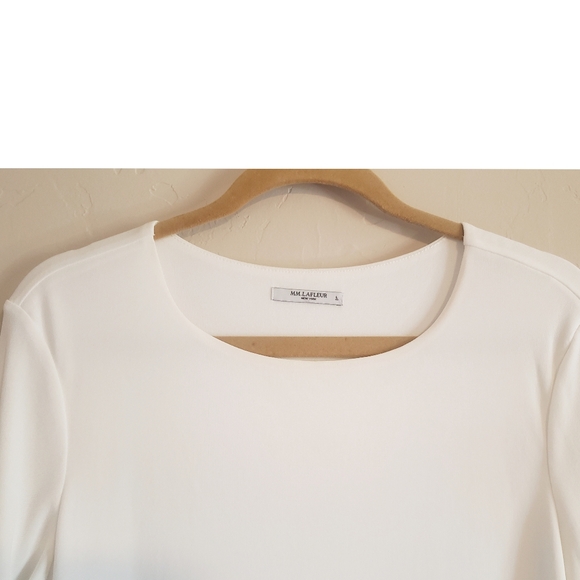 MM.LAFLEUR Lindy Top Womens Ivory L Scoopneck Layered Lined Classic Pullover - Picture 4 of 9